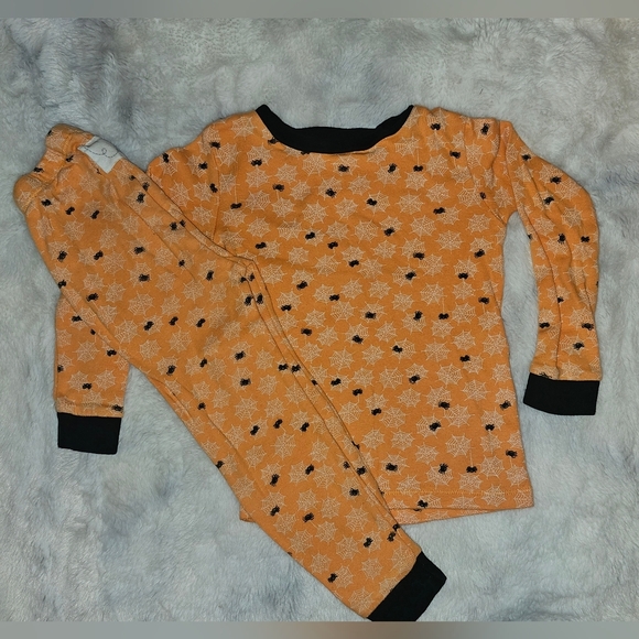 Burt’s Bees Kids Halloween Spider Pajamas Orange Black Organic Cotton Sz 3T - Picture 3 of 15